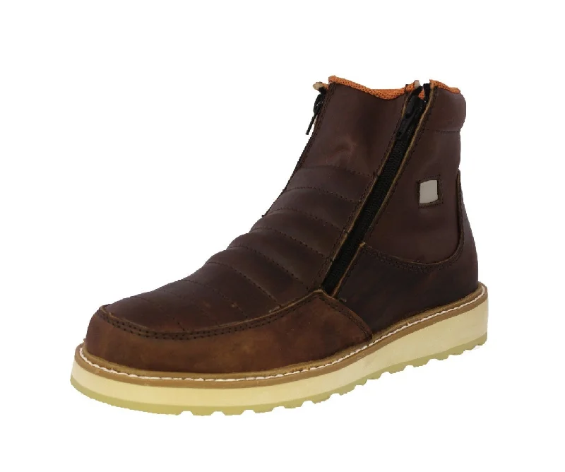 Mens T40W Brown Leather Work Boots Slip Resistant - Soft Toe