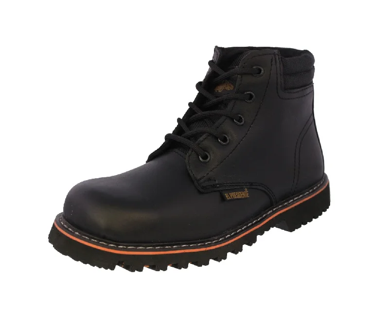 Mens 600TR Black Work Boots Leather Rubber Sole - Soft Toe