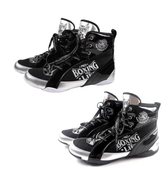 NO BOXING NO LIFE BOXING SHOES BOOTS Eur 35-45 Black Silver