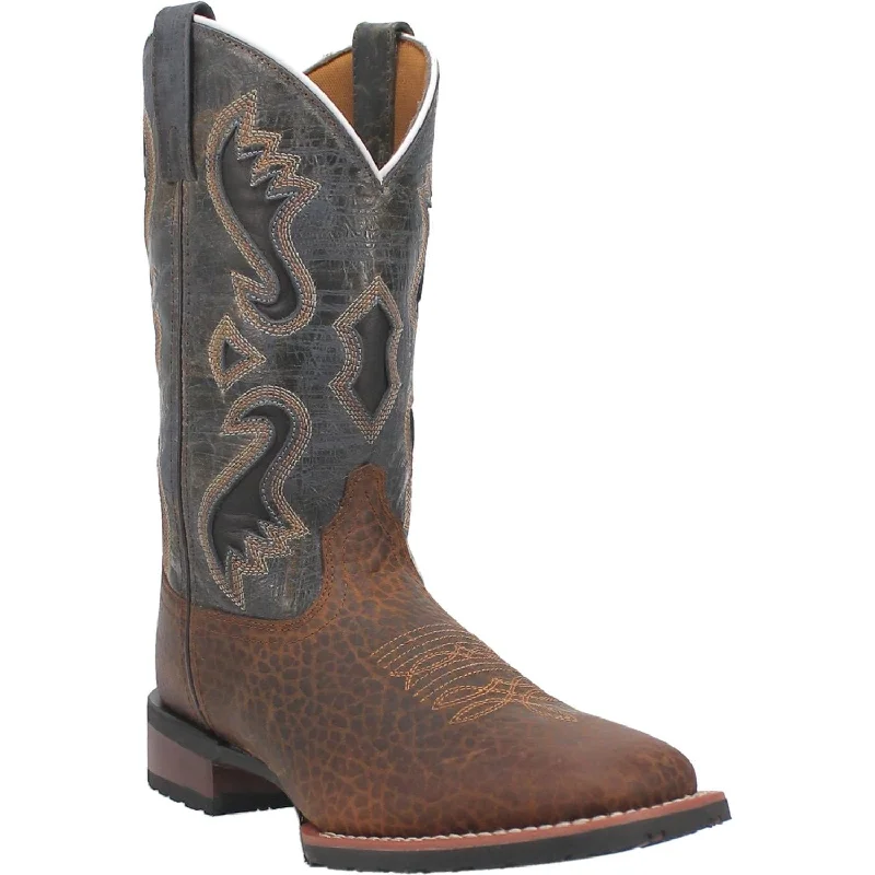 Laredo Men's Smoke Creek Blue Denim/Tan Leather Cowboy Boots 7975