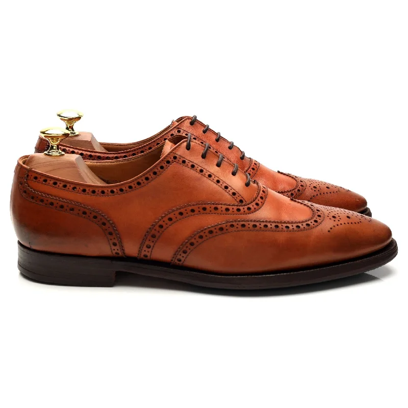 'Finsbury' Tan Brown Leather Oxford Brogue UK 8 F