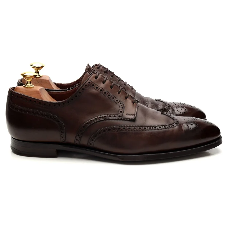 'Brunswick' Dark Brown Leather Derby Brogue UK 8 E