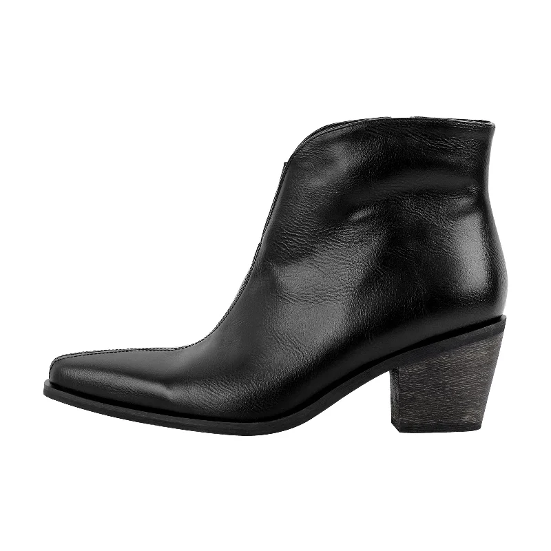 Zipper Chunky Heel Western Ankle Boots