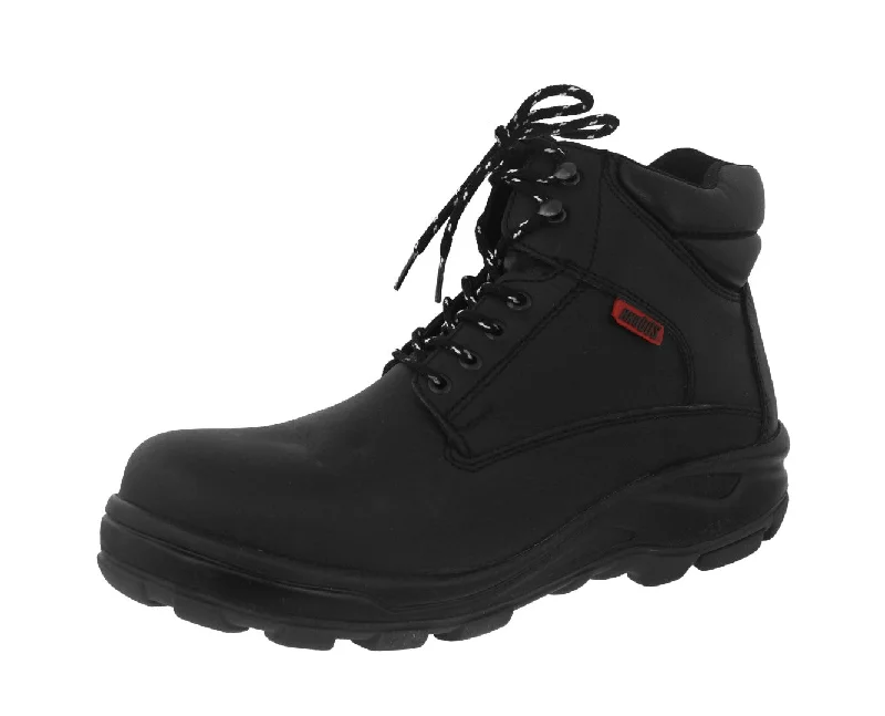 Mens #S003 Black Leather Work Boots - Steel Toe