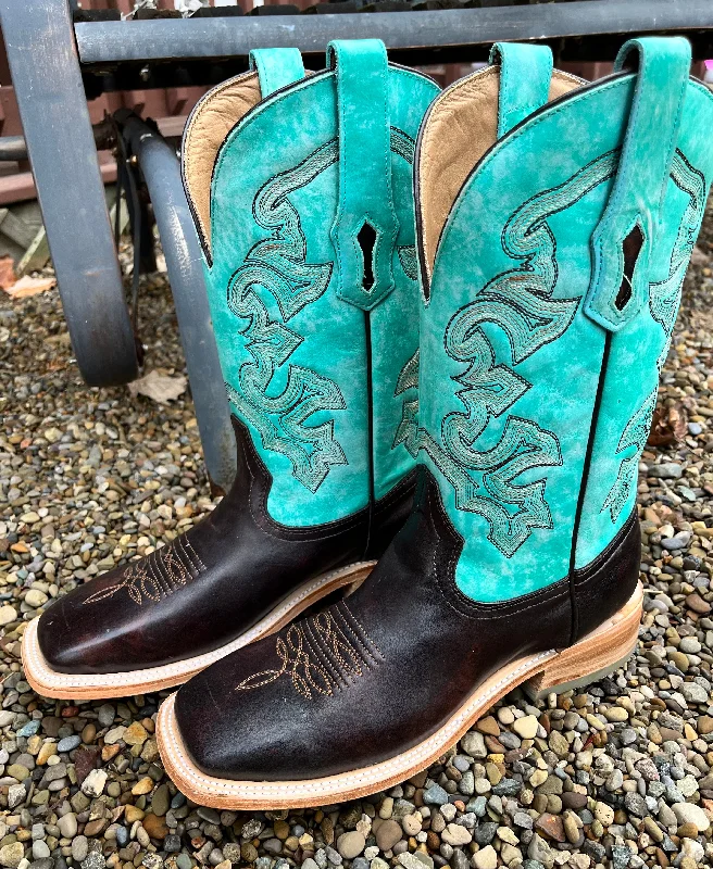 Corral Men's Brown & Turquoise Wide Square Toe Cowboy Boots A4347